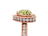 Rose gold Fancy Yellow Heart  Halo Diamond Engagement Ring with Milgrain Pave Band and Four-Prong Setting_56