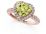 Rose gold Fancy Yellow Heart  Halo Diamond Engagement Ring with Pavé Band and Four-Prong Setting_82
