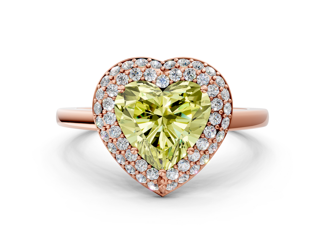 Rose gold Fancy Yellow Heart  Halo Diamond Engagement Ring with Solitaire Band and Four-Prong Setting_20