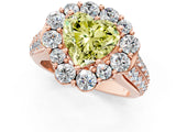 Rose gold Fancy Yellow Heart  Halo Diamond Engagement Ring with Split Shank and Prong Setting_86