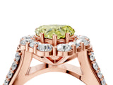Rose gold Fancy Yellow Heart  Halo Diamond Engagement Ring with Split Shank and Prong Setting_89