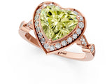 Rose gold Fancy Yellow Heart  Halo Diamond Engagement Ring with Twisted Band and Four-Prong Setting 1