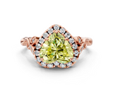 Rose gold Fancy Yellow Heart  Halo Diamond Engagement Ring with Vintage-Inspired Band and Four-Prong Setting_3