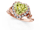 Rose gold Fancy Yellow Heart  Halo Diamond Engagement Ring with Vintage-Inspired Band and Four-Prong Setting_4