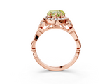 Rose gold Fancy Yellow Heart  Halo Diamond Engagement Ring with Vintage-Inspired Band and Four-Prong Setting_6