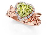 Rose gold Fancy Yellow Heart  Halo Diamond Floral Band with Four-Prong Setting_56