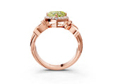Rose gold Fancy Yellow Heart  Halo Diamond Floral Band with Four-Prong Setting_58