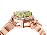 Rose gold Fancy Yellow Heart  Halo Diamond Floral Band with Four-Prong Setting_59