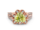 Rose gold Fancy Yellow Heart  Halo Diamond Floral Split Shank Engagement Ring 1