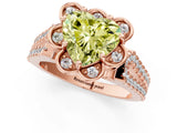 Rose gold Fancy Yellow Heart  Halo Diamond Floral Split Shank Engagement Ring 2