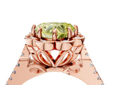 Rose gold Fancy Yellow Heart  Halo Diamond Floral Split Shank Engagement Ring 5