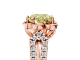 Rose gold Fancy Yellow Heart  Halo Diamond Floral Split Shank Engagement Ring