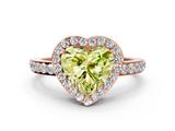 Rose gold Fancy Yellow Heart  Halo Diamond Pavé Band Ring with Prong Setting_20