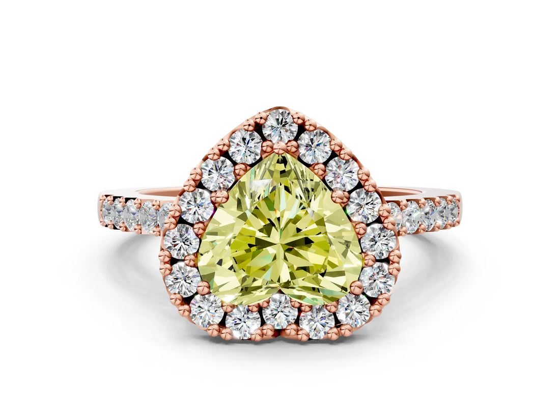 Rose gold Fancy Yellow Heart  Halo Diamond Pavé Solitaire Ring_27