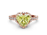 Rose gold Fancy Yellow Heart  Halo Diamond Pave Band Ring with Four-Prong Setting_15