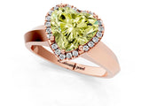 Rose gold Fancy Yellow Heart  Halo Diamond Ring with Cathedral Band and Four-Prong Setting_50