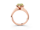Rose gold Fancy Yellow Heart  Halo Diamond Ring with Cathedral Band and Four-Prong Setting_52