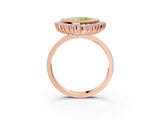 Rose gold Fancy Yellow Heart  Halo Diamond Ring with Milgrain Edge and Round Prong Setting_29