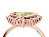 Rose gold Fancy Yellow Heart  Halo Diamond Ring with Milgrain Edge and Round Prong Setting_30