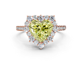 Rose gold Fancy Yellow Heart  Halo Diamond Ring with Pavé Band and Prong Setting_20