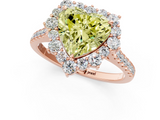 Rose gold Fancy Yellow Heart  Halo Diamond Ring with Pavé Band and Prong Setting_21