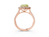 Rose gold Fancy Yellow Heart  Halo Diamond Ring with Pavé Band and Prong Setting_23