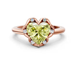 Rose gold Fancy Yellow Heart  Halo Diamond Ring with Round Cluster Setting, Solitaire Band, and Four-Prong Setting_51
