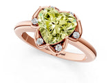 Rose gold Fancy Yellow Heart  Halo Diamond Ring with Round Cluster Setting, Solitaire Band, and Four-Prong Setting_52