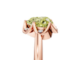 Rose gold Fancy Yellow Heart  Halo Diamond Ring with Round Cluster Setting, Solitaire Band, and Four-Prong Setting_56