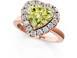 Rose gold Fancy Yellow Heart  Halo Diamond Solitaire with Pavé Band and Four-Prong Setting_73