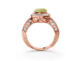Rose gold Fancy Yellow Heart  Halo Diamond Split Shank Ring with Milgrain Detail_52