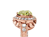 Rose gold Fancy Yellow Heart  Halo Diamond Split Shank Ring with Milgrain Detail_54