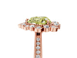 Rose gold Fancy Yellow Heart  Halo Milgrain Pave Diamond Ring with Four-Prong Setting 1