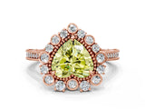 Rose gold Fancy Yellow Heart  Halo Milgrain Pave Diamond Ring with Four-Prong Setting 2
