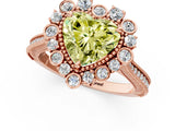 Rose gold Fancy Yellow Heart  Halo Milgrain Pave Diamond Ring with Four-Prong Setting 3