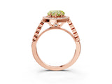 Rose gold Fancy Yellow Heart  Halo Milgrain Solitaire with Bezel Set Side Stones and Pave Band_35