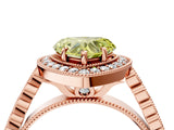Rose gold Fancy Yellow Heart  Halo Milgrain Solitaire with Bezel Set Side Stones and Pave Band_36