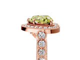Rose gold Fancy Yellow Heart  Halo Milgrain Solitaire with Bezel Set Side Stones and Pave Band_37