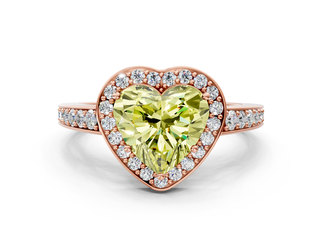 Rose gold Fancy Yellow Heart  Halo Pavé Diamond Engagement Ring with Bezel Setting_20