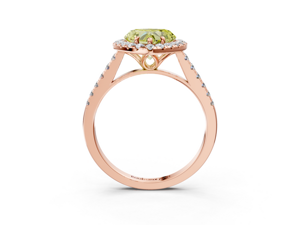 Rose gold Fancy Yellow Heart  Halo Pavé Diamond Engagement Ring with Four-Prong Setting