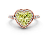 Rose gold Fancy Yellow Heart  Halo Pave Band Solitaire Ring with Prong Setting_66