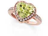 Rose gold Fancy Yellow Heart  Halo Pave Band Solitaire Ring with Prong Setting_67