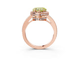Rose gold Fancy Yellow Heart  Halo Pave Band Solitaire Ring with Prong Setting_69