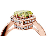 Rose gold Fancy Yellow Heart  Halo Pave Band Solitaire Ring with Prong Setting_70