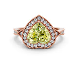 Rose gold Fancy Yellow Heart  Halo Round Diamond Milgrain Pave Engagement Ring_3