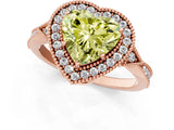 Rose gold Fancy Yellow Heart  Halo Round Diamond Milgrain Pave Engagement Ring_4