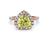 Rose gold Fancy Yellow Heart  Halo Round Diamond Pavé Band Four-Prong Ring_3