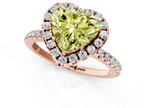 Rose gold Fancy Yellow Heart  Halo Round Diamond Pavé Band Four-Prong Ring_4