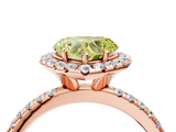 Rose gold Fancy Yellow Heart  Halo Round Diamond Pavé Band Four-Prong Ring_7