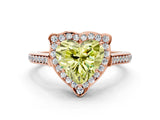 Rose gold Fancy Yellow Heart  Halo Round Diamond Pave Band with Four-Prong Setting_38